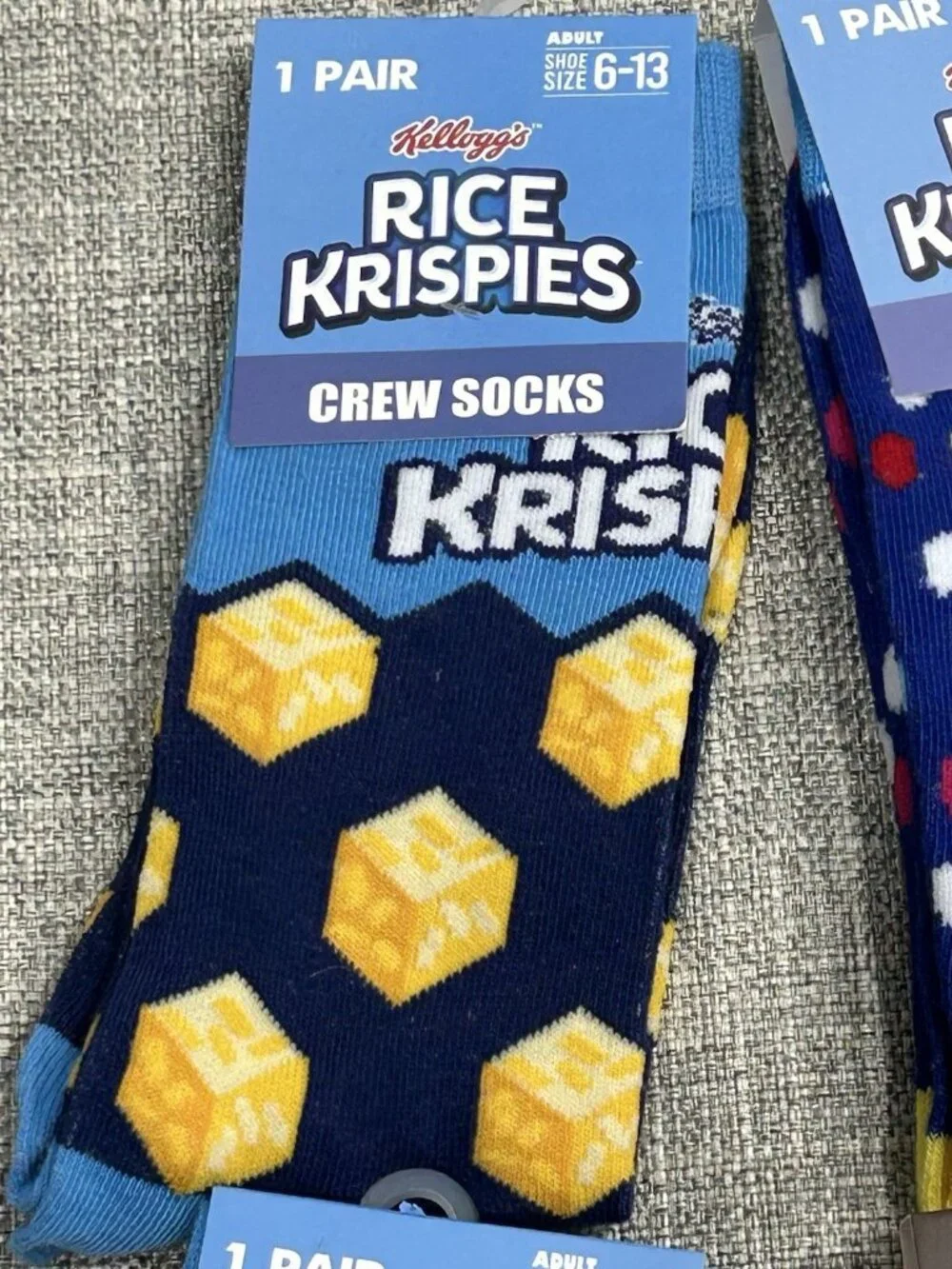 Lot of 4 Novelty Crew Socks Pop Culture Coca Krispies Rice Krispies Kellogg's